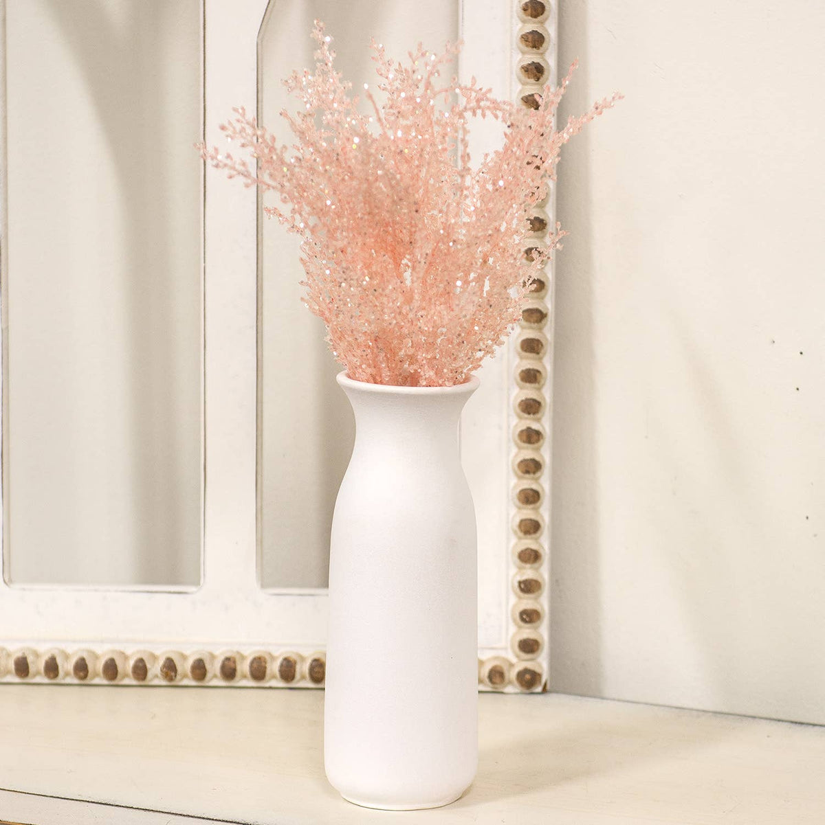 Col House Designs White Ceramic Tall Vase 9.25in