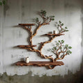 Solid Wood Floating Bookshelf Handmade Live Edge Branch Shelving